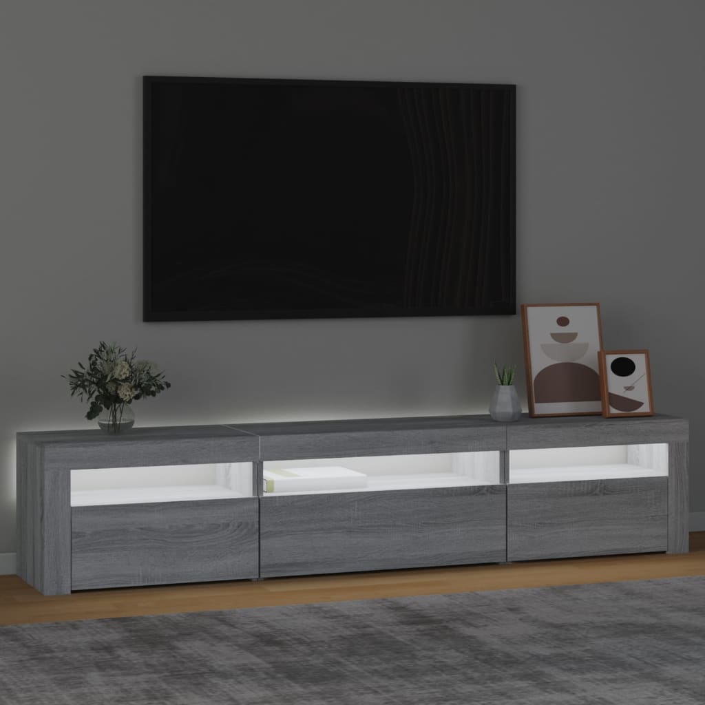 Tv Skříňka S Led Osvětlením Šedá Sonoma 195X35X40 Cm