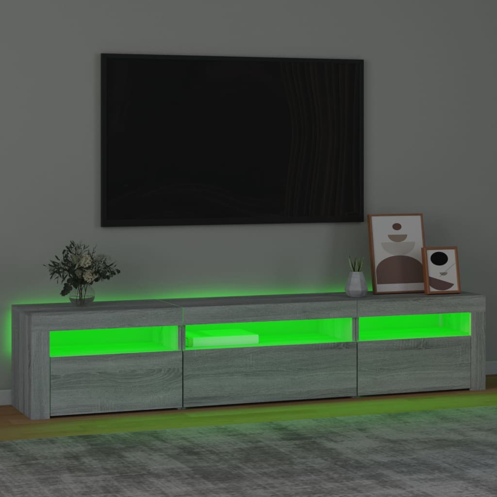 Tv Skříňka S Led Osvětlením Šedá Sonoma 195X35X40 Cm