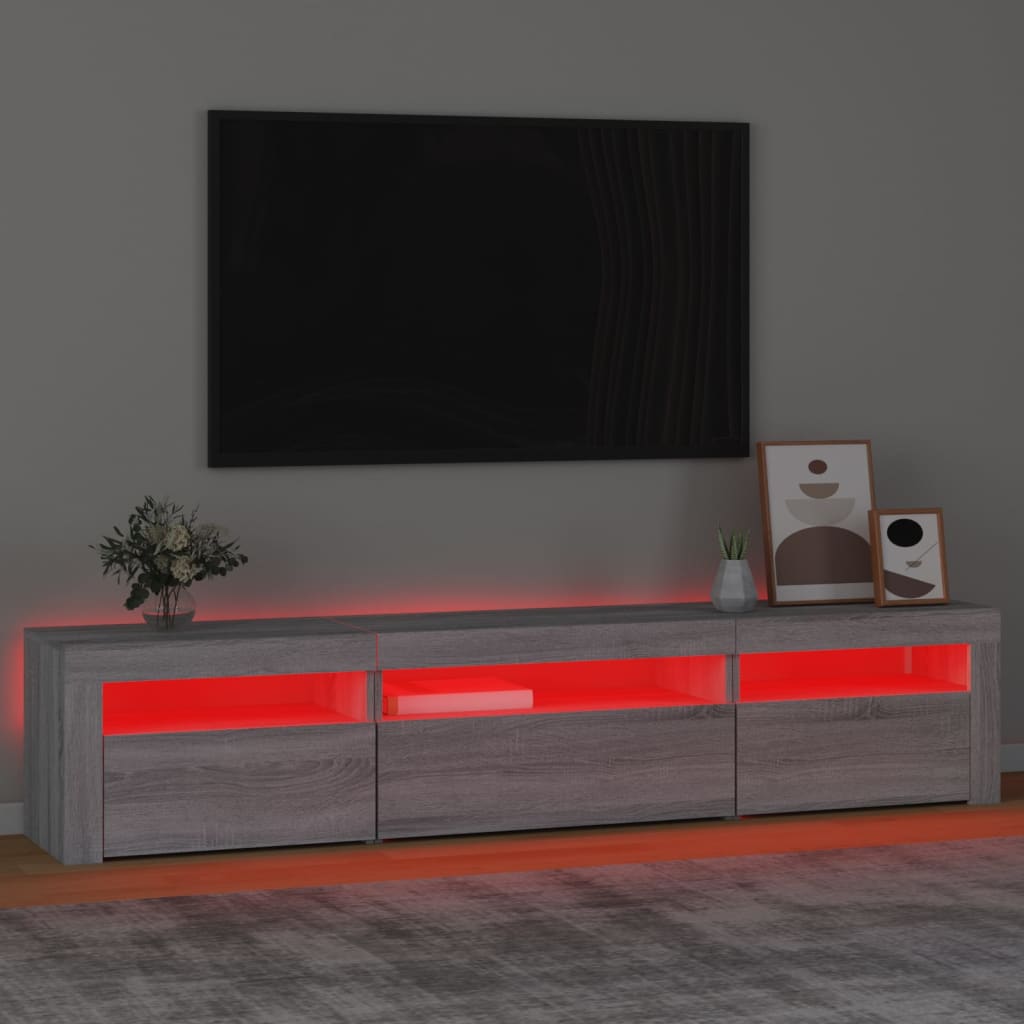Tv Skříňka S Led Osvětlením Šedá Sonoma 195X35X40 Cm