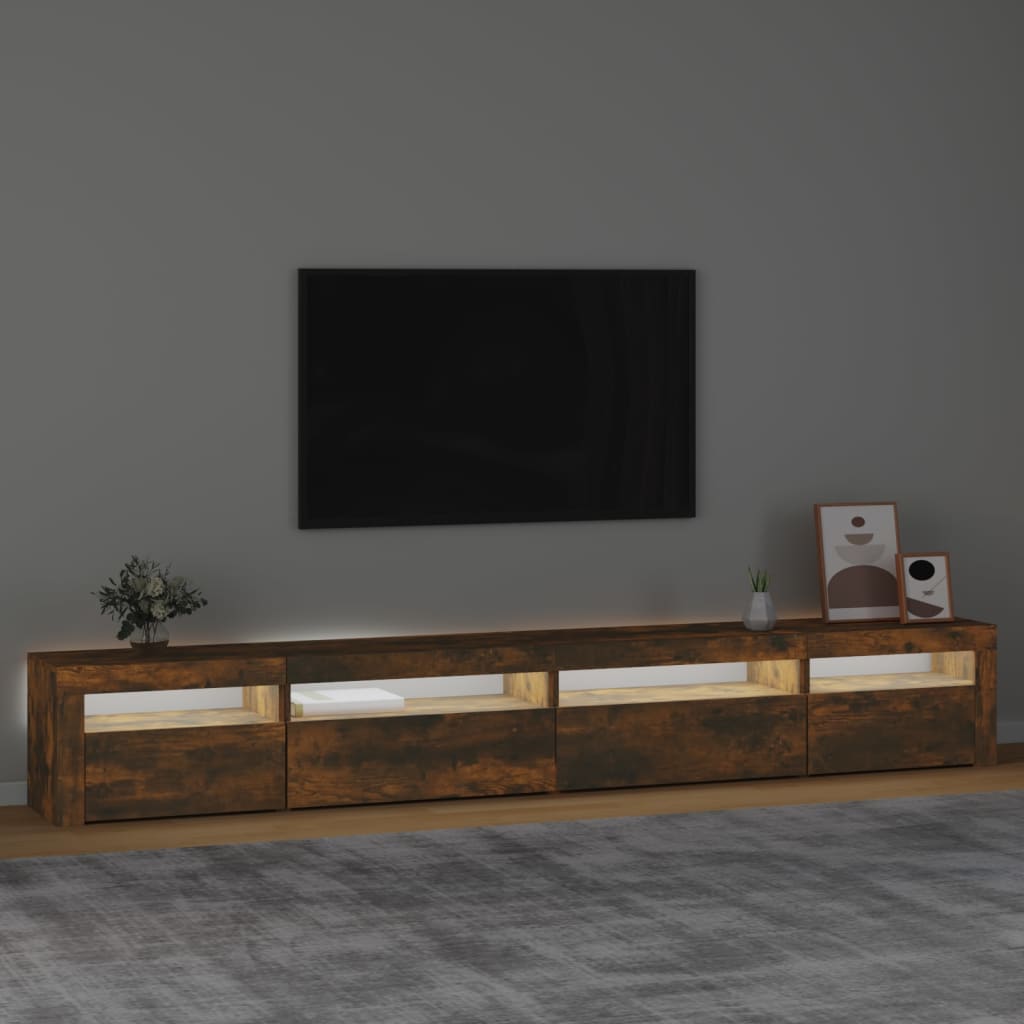 Tv Skříňka S Led Osvětlením Kouřový Dub 270 X 35 X 40 Cm