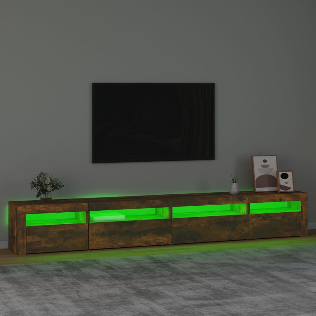 Tv Skříňka S Led Osvětlením Kouřový Dub 270 X 35 X 40 Cm