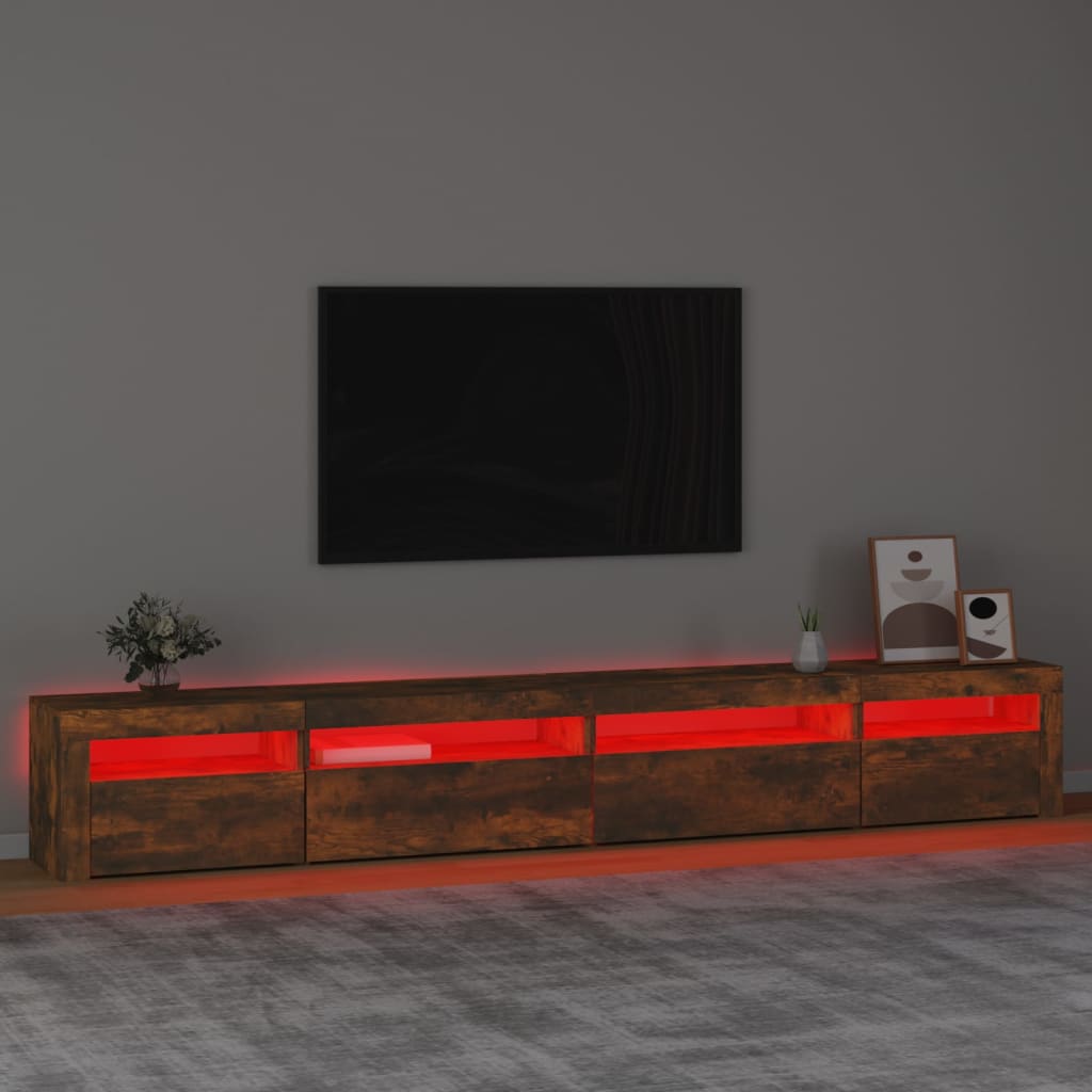 Tv Skříňka S Led Osvětlením Kouřový Dub 270 X 35 X 40 Cm