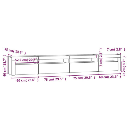 Tv Skříňka S Led Osvětlením Šedá Sonoma 270 X 35 X 40 Cm