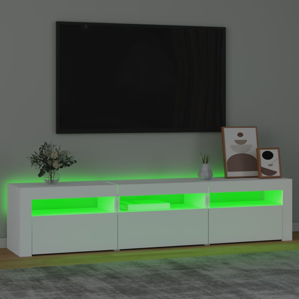 Tv Skříňka S Led Osvětlením Bílá 180 X 35 X 40 Cm