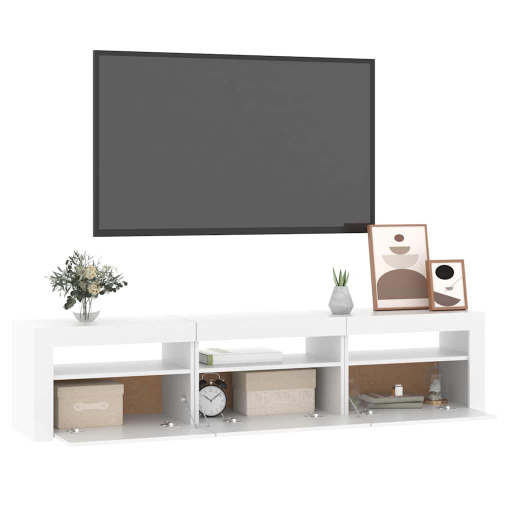 Tv Skříňka S Led Osvětlením Bílá 180 X 35 X 40 Cm