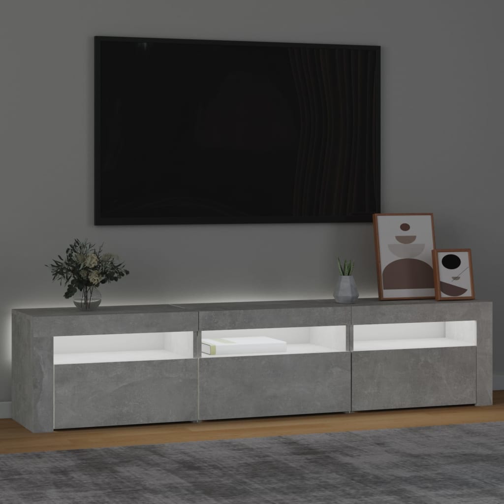 Tv Skříňka S Led Osvětlením Betonově Šedá 180X35X40 Cm