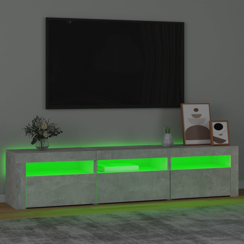 Tv Skříňka S Led Osvětlením Betonově Šedá 180X35X40 Cm