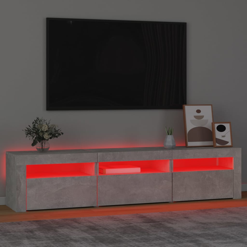 Tv Skříňka S Led Osvětlením Betonově Šedá 180X35X40 Cm