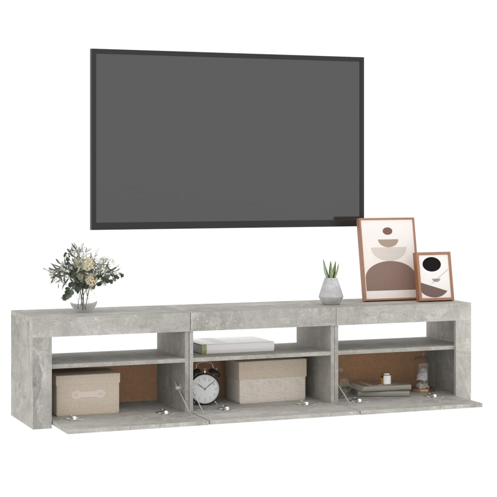 Tv Skříňka S Led Osvětlením Betonově Šedá 180X35X40 Cm