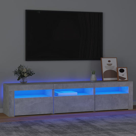 Tv Skříňka S Led Osvětlením Betonově Šedá 180X35X40 Cm