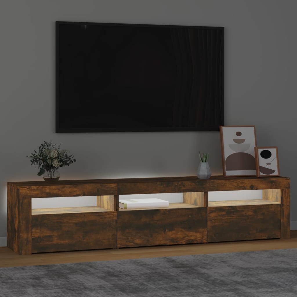 Tv Skříňka S Led Osvětlením Kouřový Dub 180X35X40 Cm