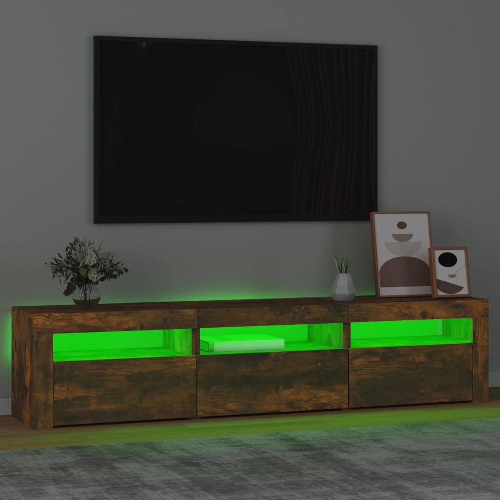 Tv Skříňka S Led Osvětlením Kouřový Dub 180X35X40 Cm