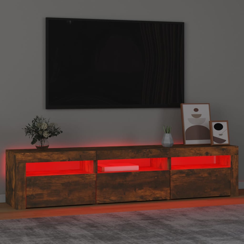 Tv Skříňka S Led Osvětlením Kouřový Dub 180X35X40 Cm