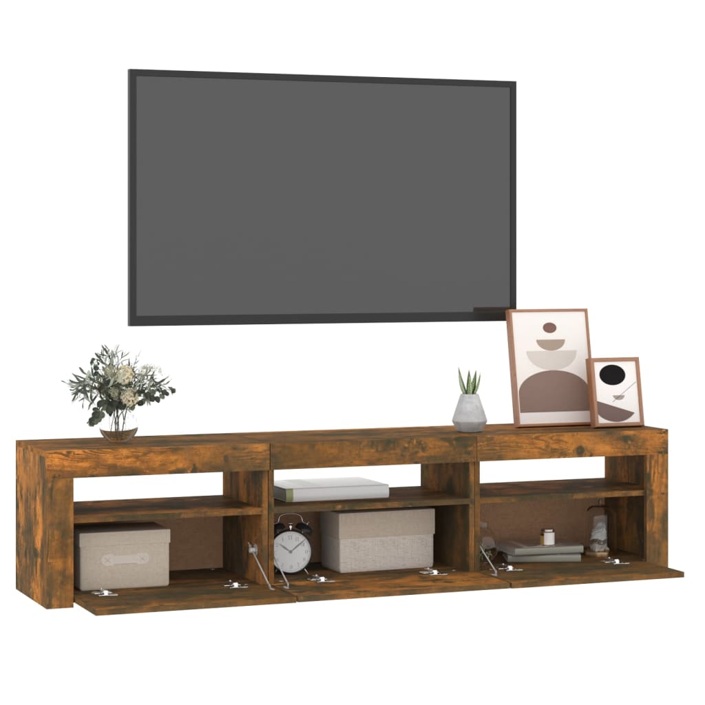 Tv Skříňka S Led Osvětlením Kouřový Dub 180X35X40 Cm