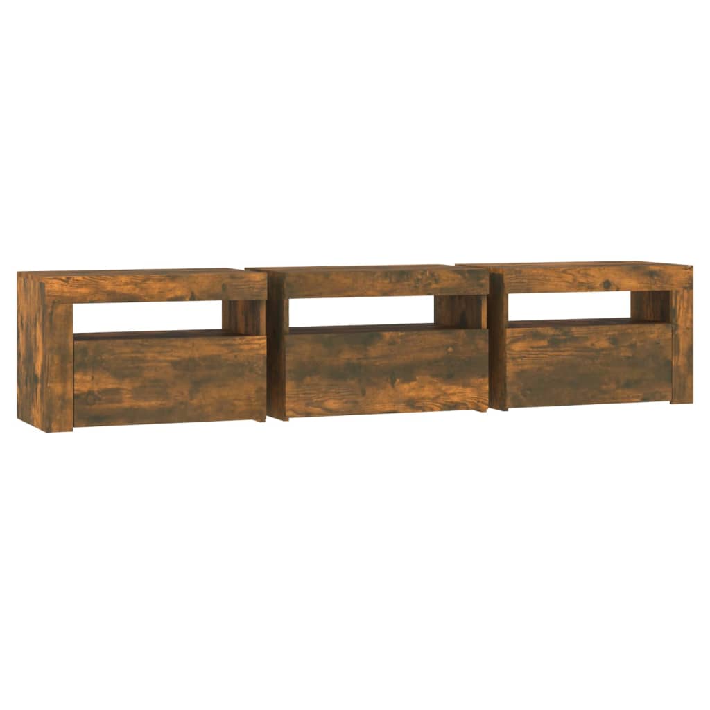 Tv Skříňka S Led Osvětlením Kouřový Dub 180X35X40 Cm
