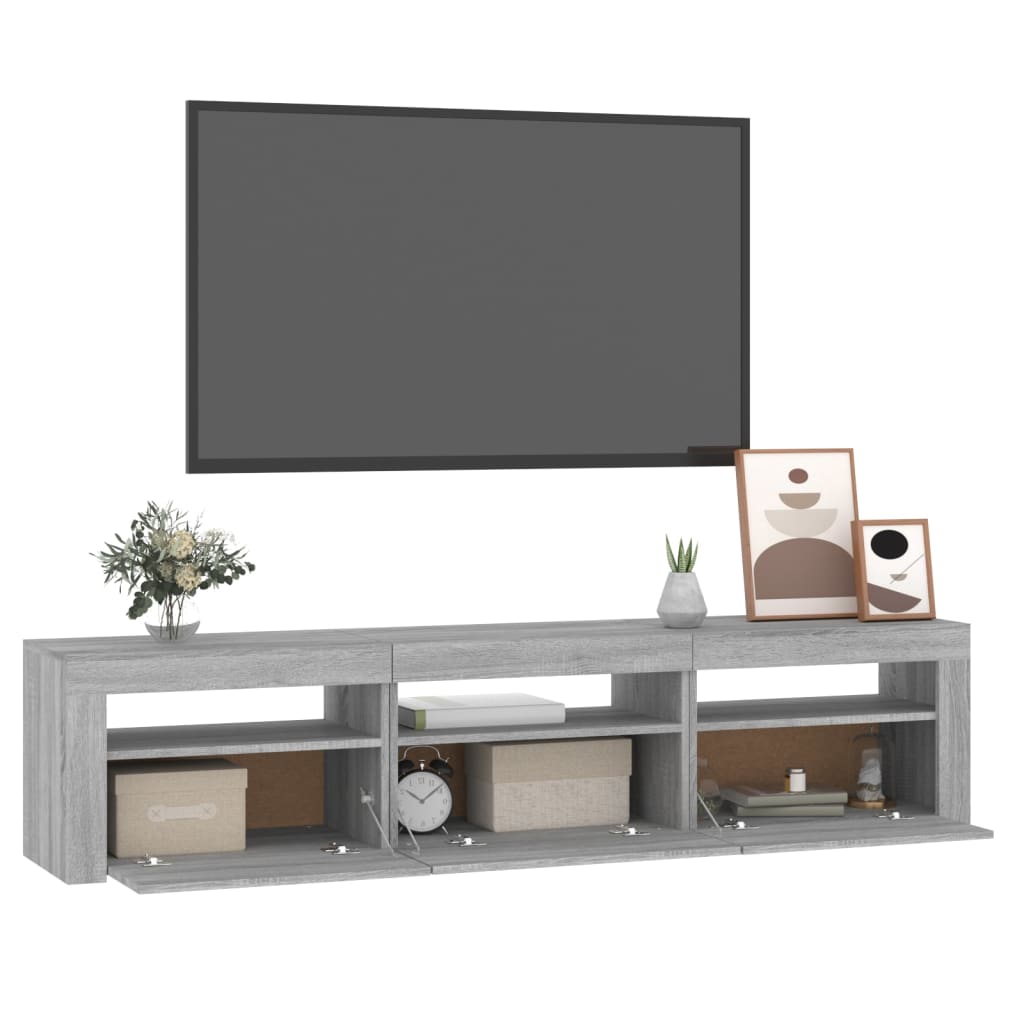 Tv Skříňka S Led Osvětlením Šedá Sonoma 180X35X40 Cm