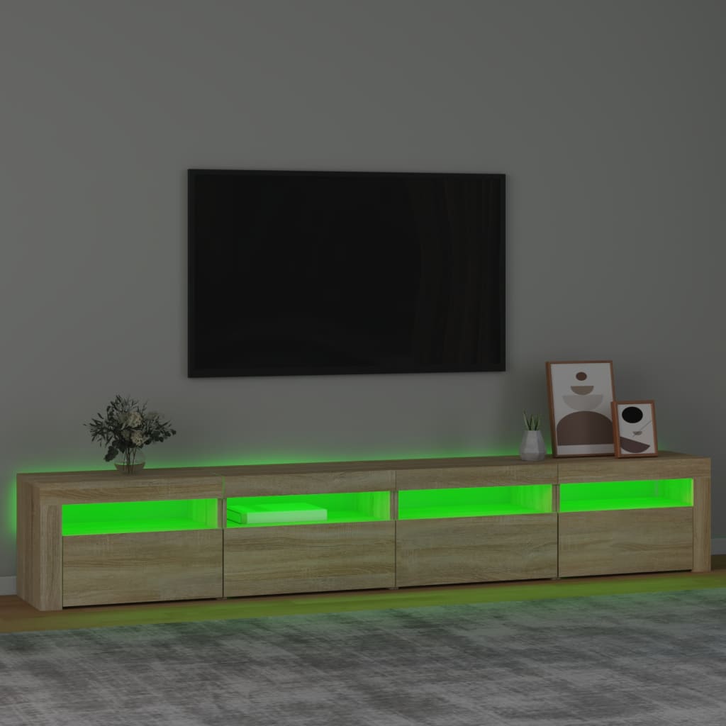 Tv Skříňka S Led Osvětlením Dub Sonoma 240X35X40 Cm