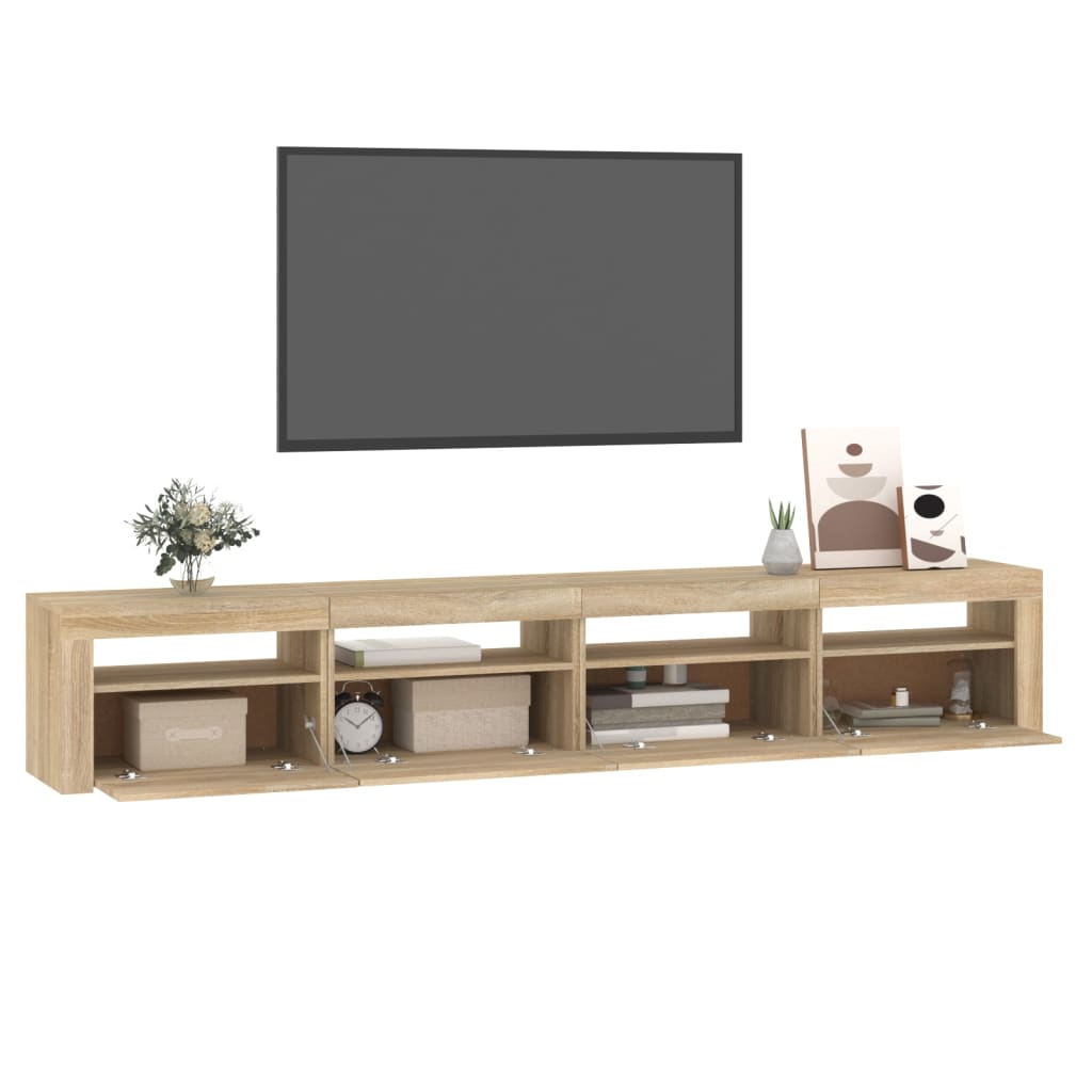 Tv Skříňka S Led Osvětlením Dub Sonoma 240X35X40 Cm