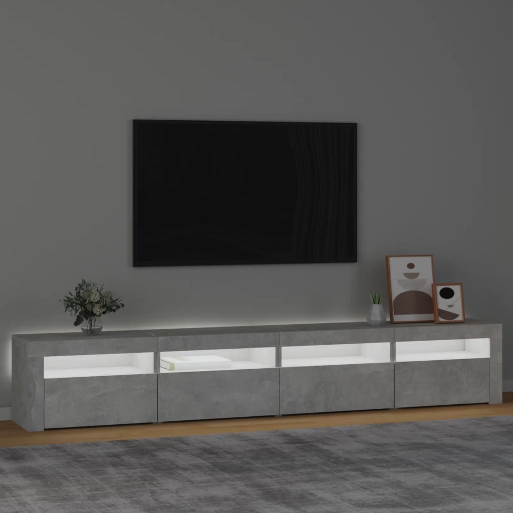Tv Skříňka S Led Osvětlením Betonově Šedá 240X35X40 Cm