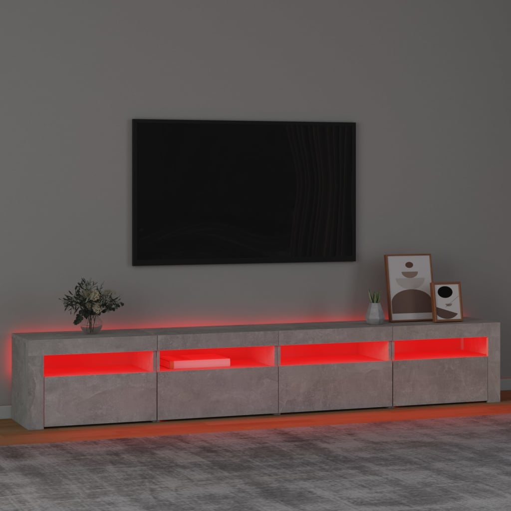 Tv Skříňka S Led Osvětlením Betonově Šedá 240X35X40 Cm