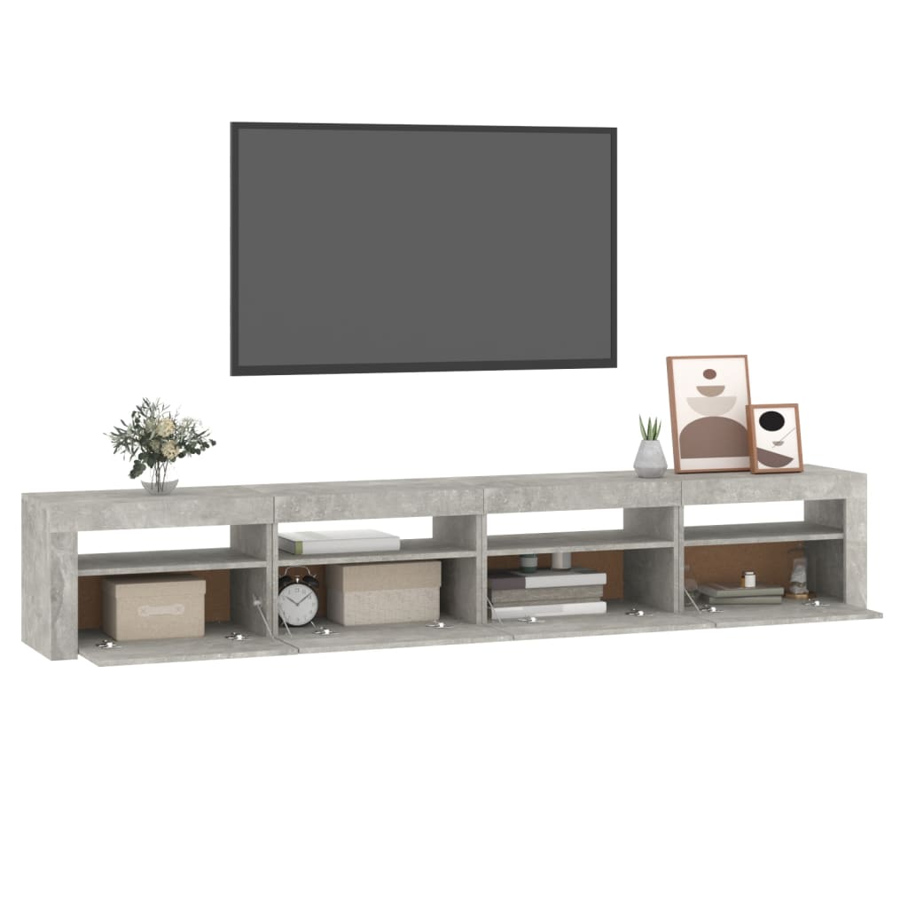 Tv Skříňka S Led Osvětlením Betonově Šedá 240X35X40 Cm