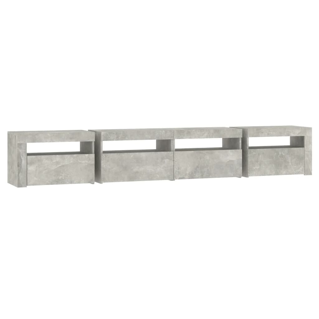 Tv Skříňka S Led Osvětlením Betonově Šedá 240X35X40 Cm