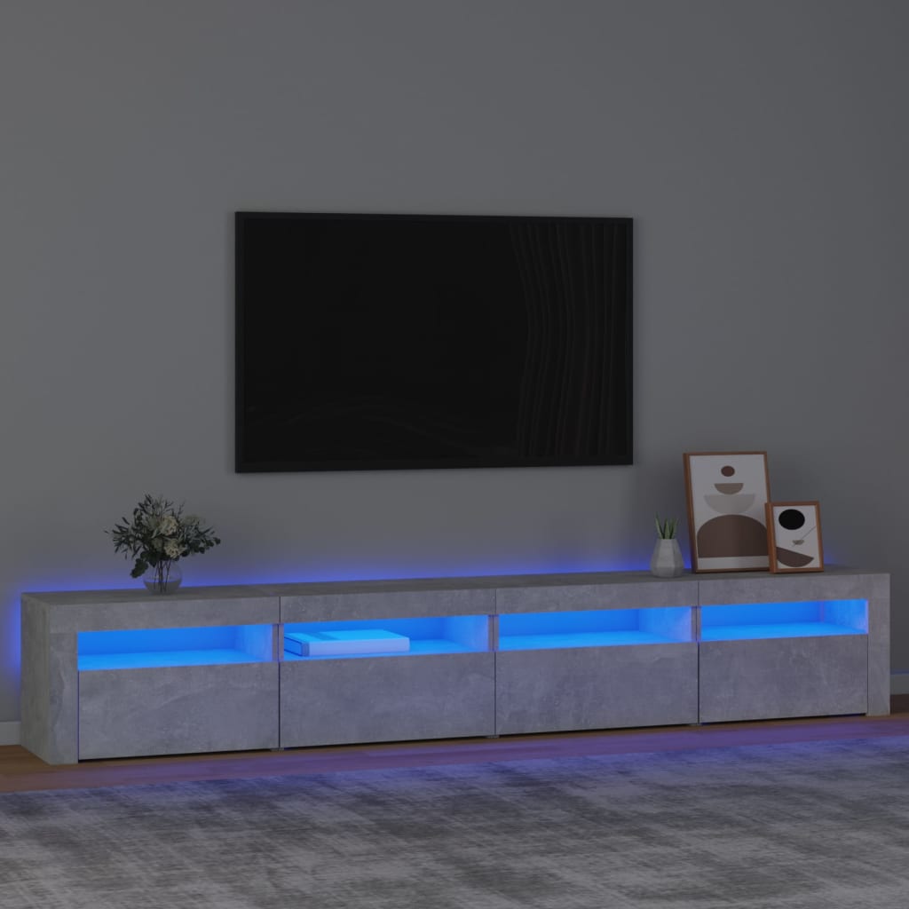 Tv Skříňka S Led Osvětlením Betonově Šedá 240X35X40 Cm