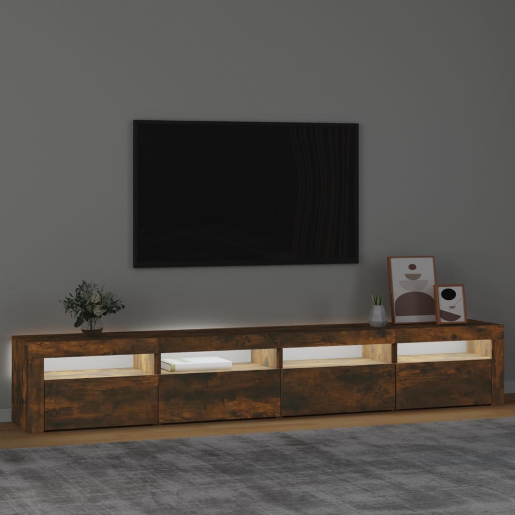 Tv Skříňka S Led Osvětlením Kouřový Dub 240X35X40 Cm