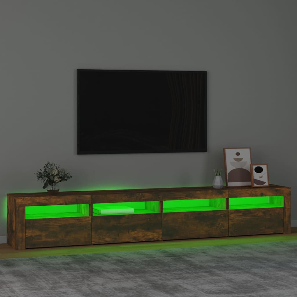 Tv Skříňka S Led Osvětlením Kouřový Dub 240X35X40 Cm
