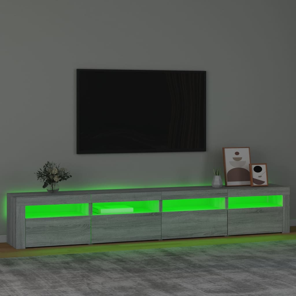 Tv Skříňka S Led Osvětlením Šedá Sonoma 240X35X40 Cm