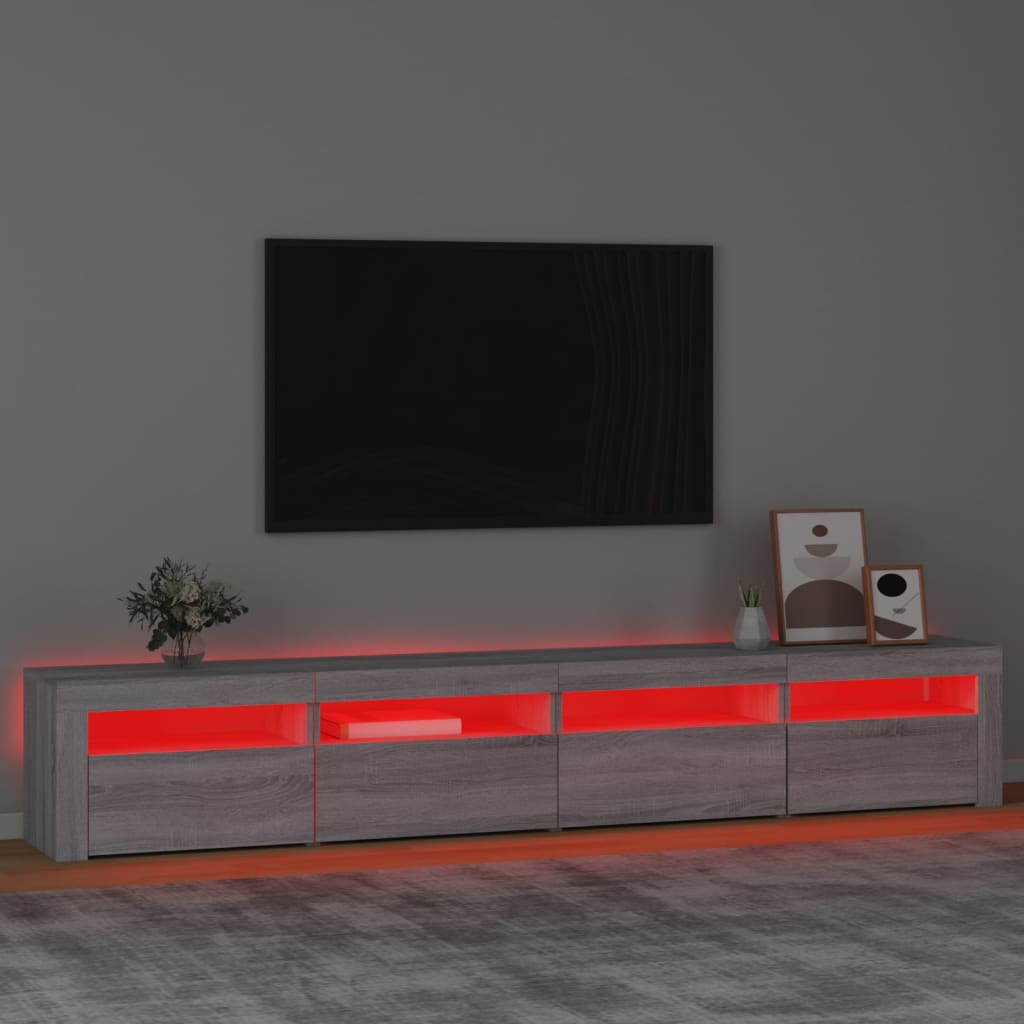 Tv Skříňka S Led Osvětlením Šedá Sonoma 240X35X40 Cm