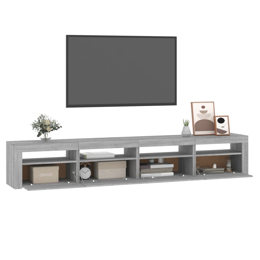 Tv Skříňka S Led Osvětlením Šedá Sonoma 240X35X40 Cm