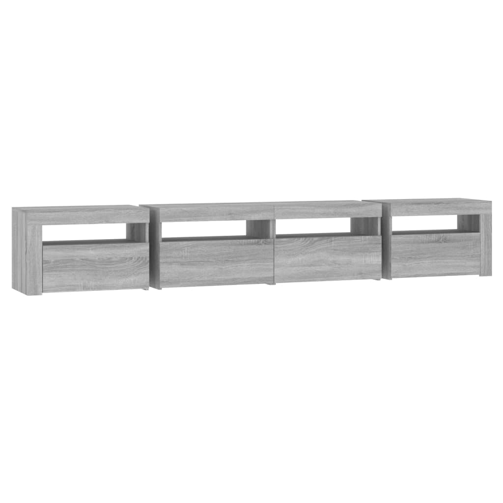Tv Skříňka S Led Osvětlením Šedá Sonoma 240X35X40 Cm