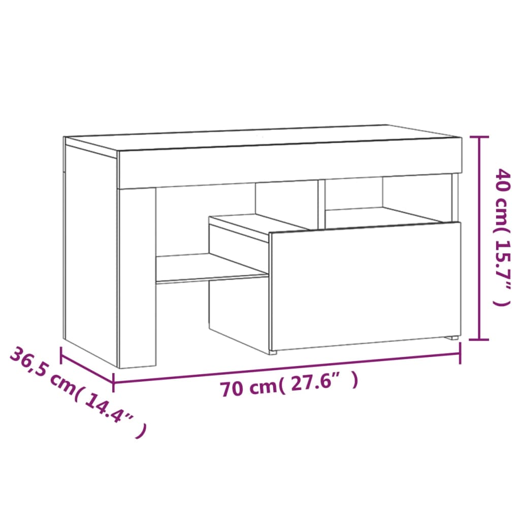 Noční Stolky 2 Ks S Led Osvětlením Bílé 70 X 36,5 X 40 Cm