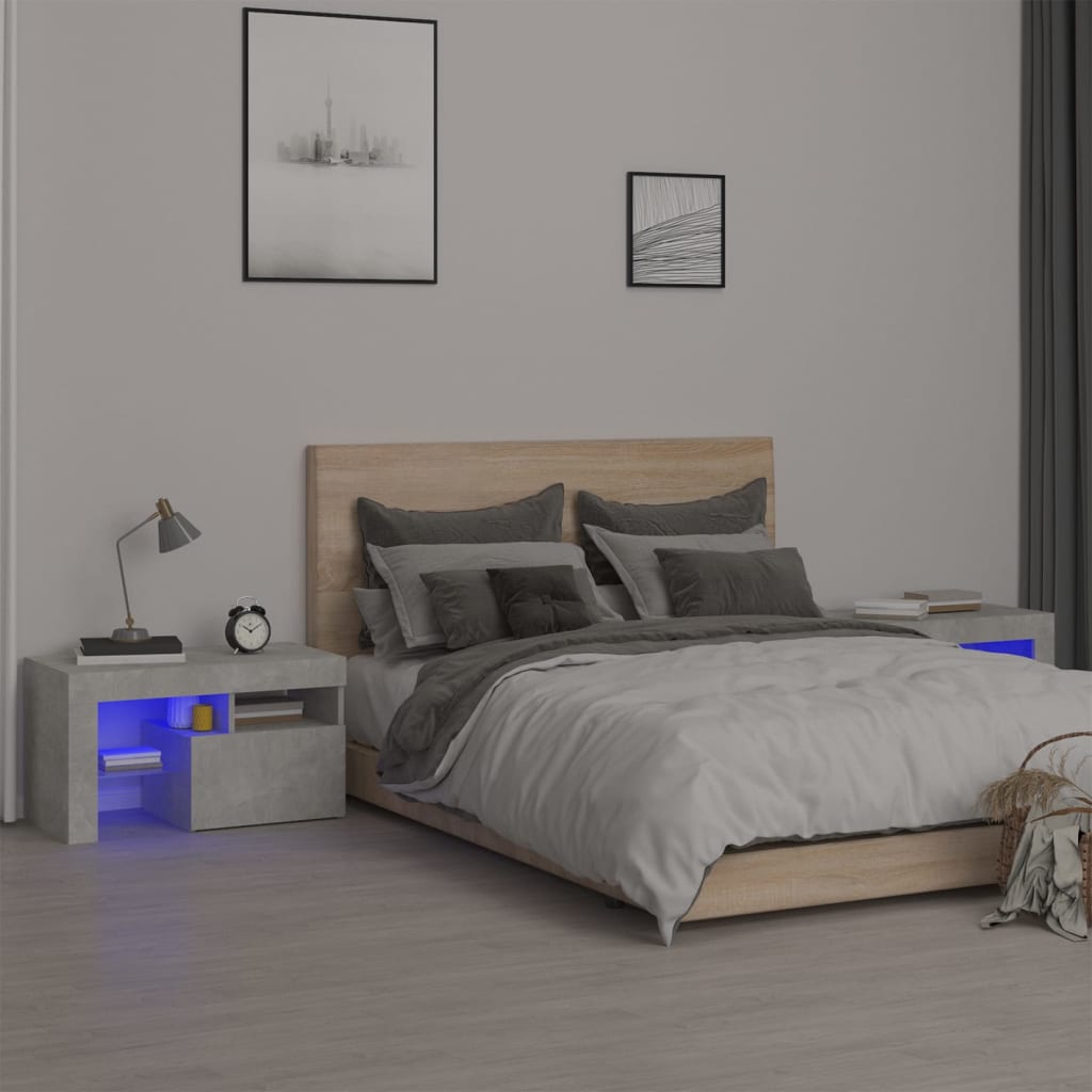 Noční Stolky 2 Ks S Led Osvětlením Bílé 70 X 36,5 X 40 Cm