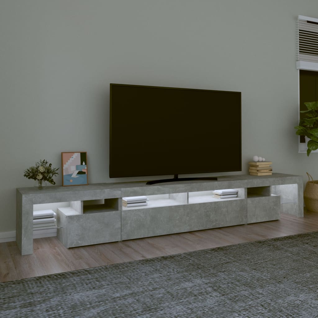 Tv Skříňka S Led Osvětlením Betonově Šedá 260X36,5X40 Cm