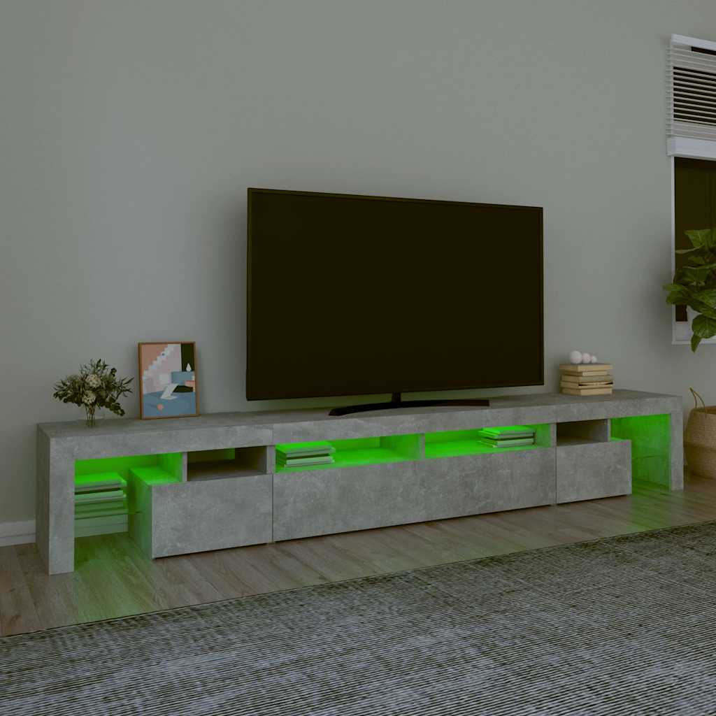 Tv Skříňka S Led Osvětlením Betonově Šedá 260X36,5X40 Cm