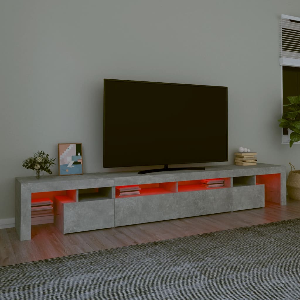 Tv Skříňka S Led Osvětlením Betonově Šedá 260X36,5X40 Cm