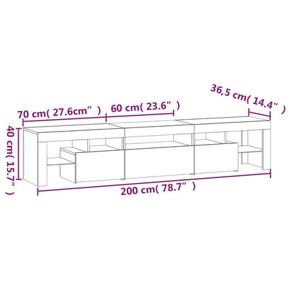 Tv Skříňka S Led Osvětlením Betonově Šedá 200X36,5X40 Cm
