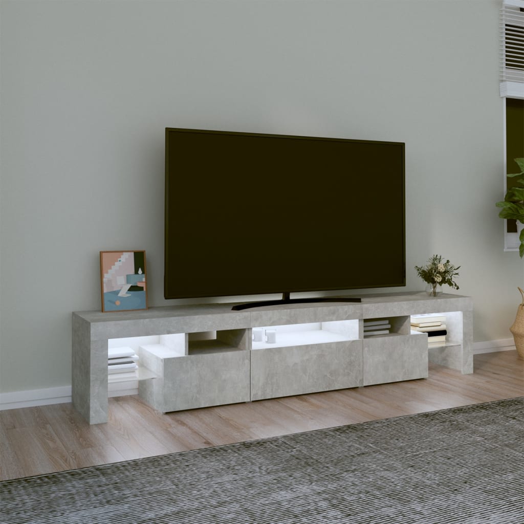 Tv Skříňka S Led Osvětlením Betonově Šedá 200X36,5X40 Cm