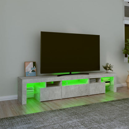 Tv Skříňka S Led Osvětlením Betonově Šedá 200X36,5X40 Cm