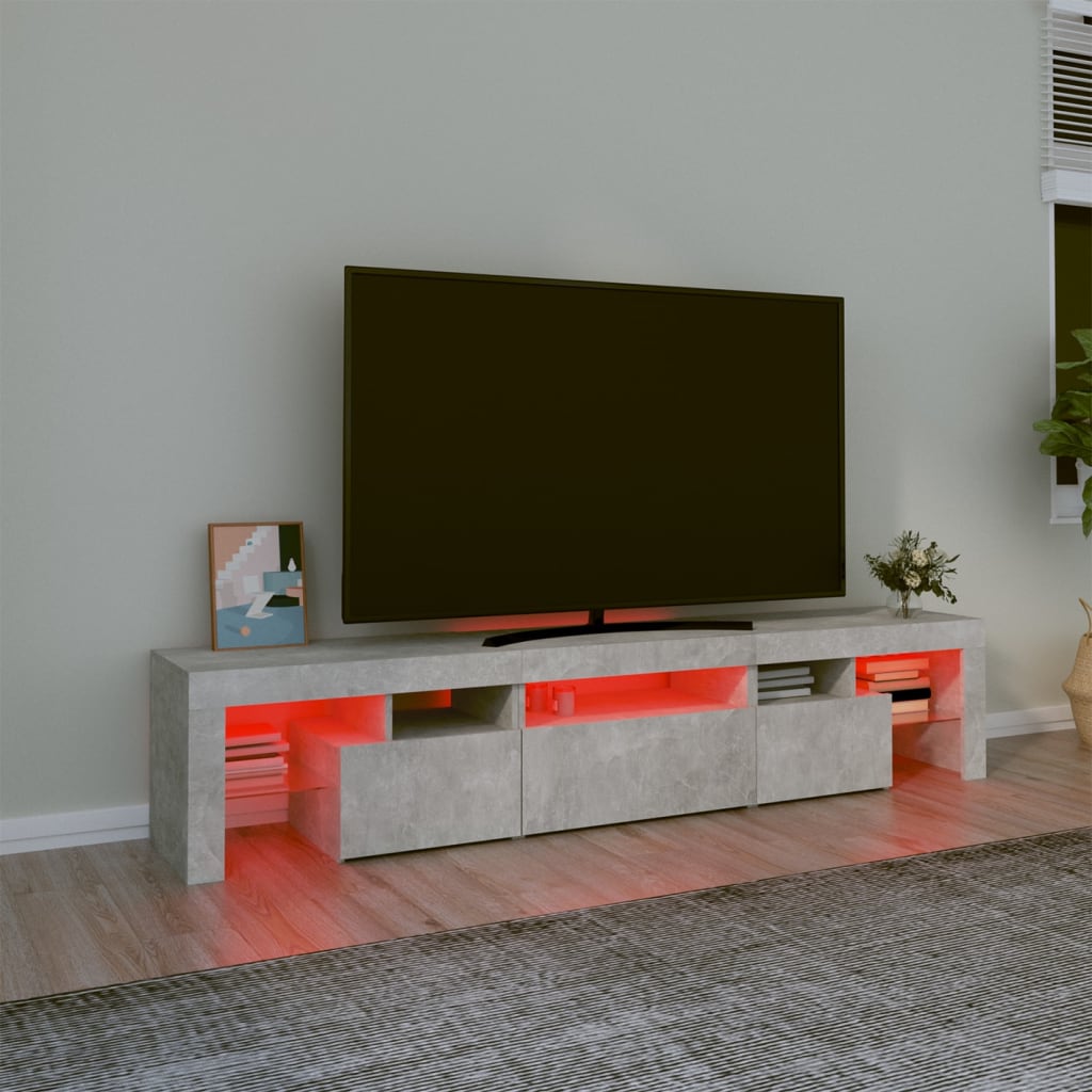 Tv Skříňka S Led Osvětlením Betonově Šedá 200X36,5X40 Cm