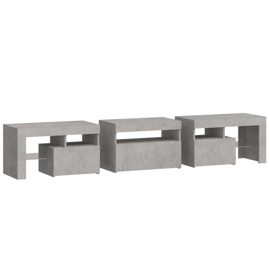 Tv Skříňka S Led Osvětlením Betonově Šedá 200X36,5X40 Cm