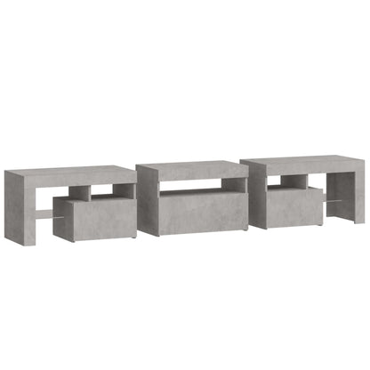 Tv Skříňka S Led Osvětlením Betonově Šedá 200X36,5X40 Cm
