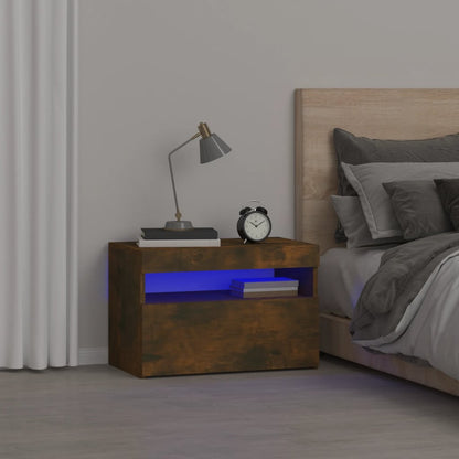 Noční Stolek S Led Osvětlením Bílý 60X35X40 Kompozitní Dřevo
