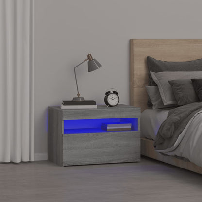 Noční Stolek S Led Osvětlením Bílý 60X35X40 Kompozitní Dřevo