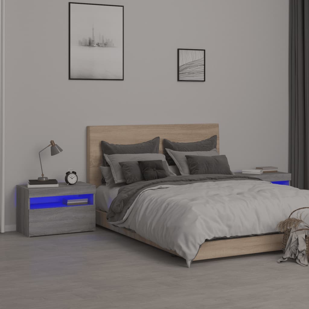 Noční Stolek S Led Osvětlením Bílý 60X35X40 Kompozitní Dřevo