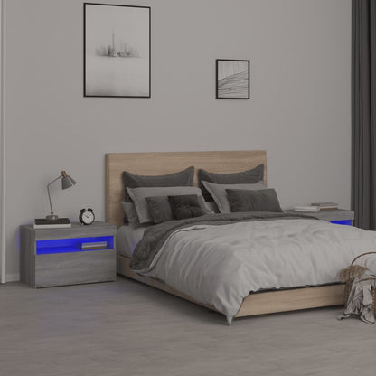 Noční Stolek S Led Osvětlením Bílý 60X35X40 Kompozitní Dřevo