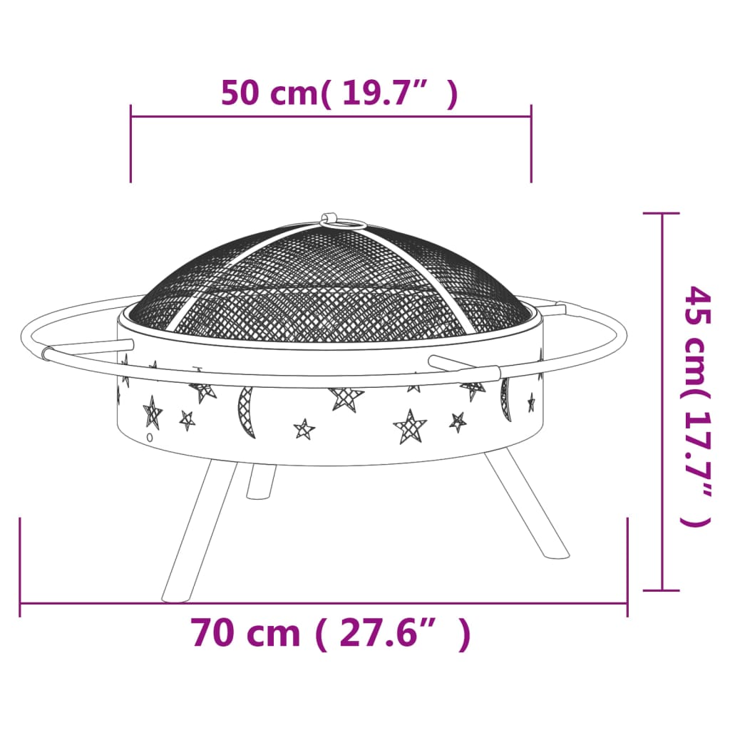 Ohniště S Pohrabáčem 70 Cm Xxl Ocel