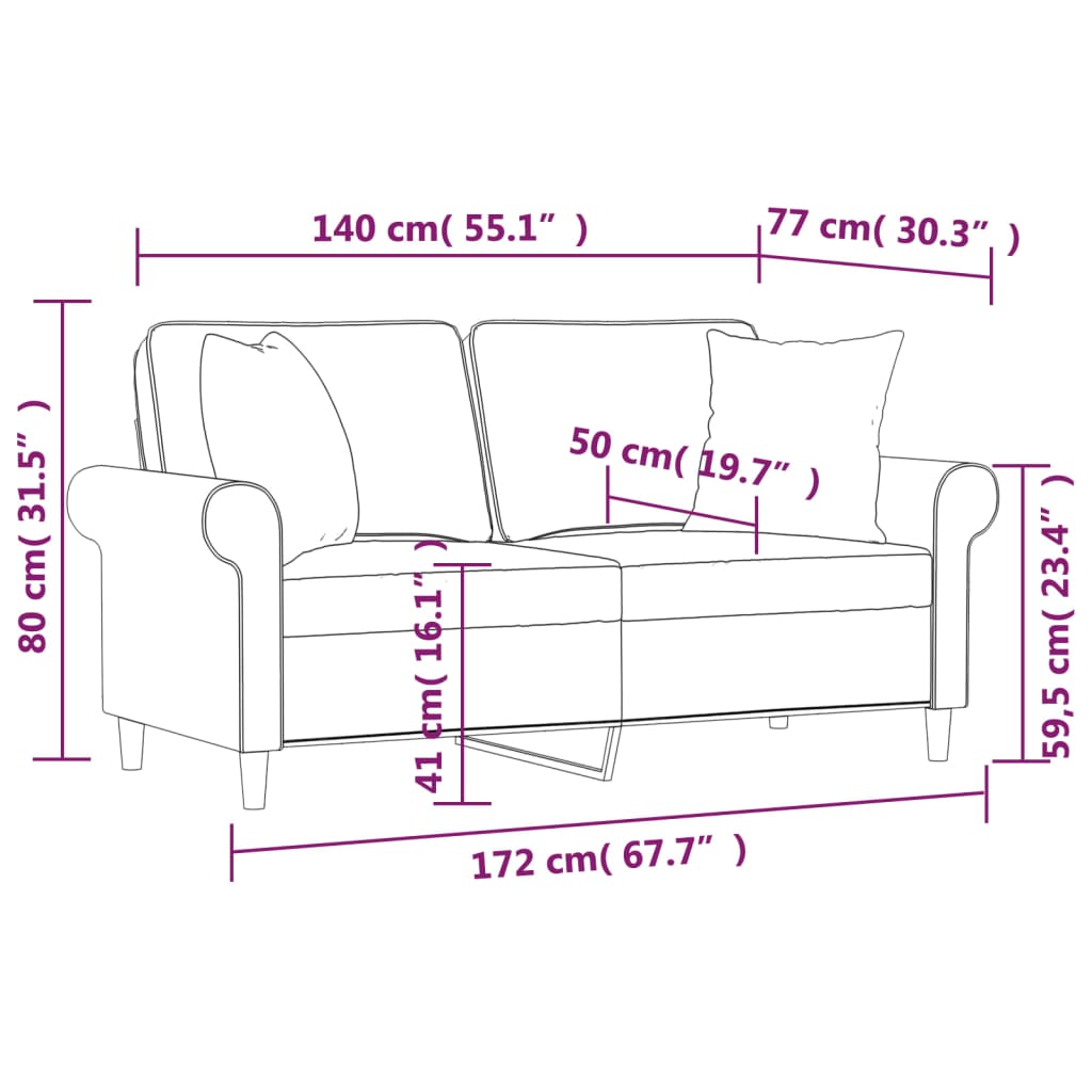 2Místná Pohovka S Polštáři A Poduškami Tmavě Šedá 140 Cm Textil